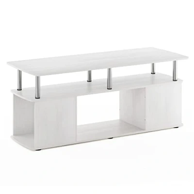 Abbildung von Furinno JAYA Utility Design Couchtisch, Weiße Eiche/Chrom, 48 (D) x 119.9 (W) 51.1 (H) cm