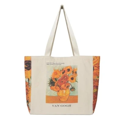 Abbildung von BROADREAM Jutebeutel Bedruckt Vintage, Jute Beutel, Einkaufstasche Bag, Canvas Tote Bag Aesthetic Vintage Taschen Groß Umhängetasche Stofftaschen für Damen Uni Arbeit