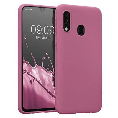 Abbildung von kwmobile Hülle kompatibel mit Samsung Galaxy A40 weiches TPU Silikon Case Cover geeignet für kabelloses Laden Dark Rose