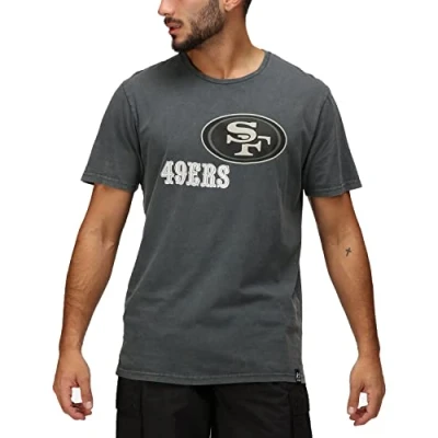 Abbildung von RE:COVERED X NFL San Francisco 49érs Herren T Shirt mit Logo Print Baumwoll Rundhals RCNFL1317A Grau