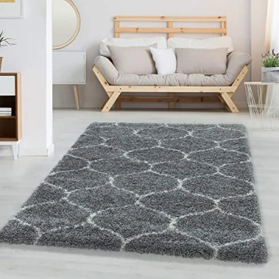 Abbildung von Hochflor Teppich Skandinavisches Design, Carpettex, Läufer, Höhe: 30 mm, Runder Wohnzimmer Design Shaggy flauschig