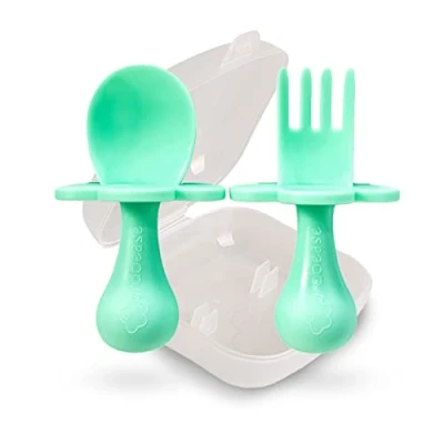 Abbildung von Grabease Babylöffel, Kleinkindlöffel, Babybesteck, Kleinkindutensilien, BPA und Phthalatfrei für Babys Kleinkinder, 1 Set, Minze