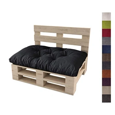 Abbildung von sunnypillow Sitzkissen Palettenkissen gesteppt 120 x 60 12 cm, Schwarz