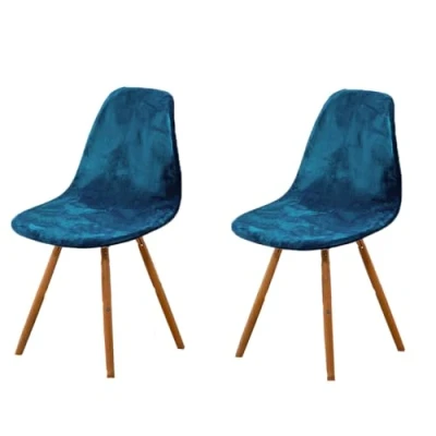 Abbildung von Highdi Stuhlhussen 2er Set Esszimmer Samt Strech Esszimmerstühle Bezug Pfauenblau Bnehmbare Waschbar Antirutsch Stuhlbezug Universal Küchenstühle Husse Stuhlabdeckung Elegante für Wohnzimmer
