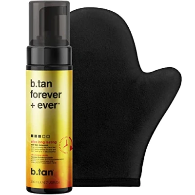 Abbildung von b.tan Ultra Long Lasting Selbstbräuner Set Forever Bundle Sonnenloser Bräuner, der bis zu 11 Tage hält, mit Handschuh Applikator, 1 Stunde