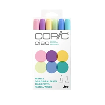 Abbildung von COPIC Ciao Marker Set &quot;Pastels&quot; mit 6 Farben, Allround Layoutmarker, im praktischen Acryl Display zur Aufbewahrung und einfachen Entnahme