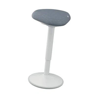 Abbildung von Leitz Ergo Active Stehhocker mit Dual Density Foam Komfortsitz, Bürohocker höhenverstellbar von 57 bis 82 cm, Sitzbezug aus 100% Recycling Material, Für zu 110kg, Serie, Hellgrau, 65450085