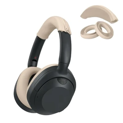 Abbildung von kwmobile Kopfband Abdeckung Ohrpolster Set kompatibel mit Sony ULT WEAR/WH ULT900N Headband Case Kopfhörer Ersatz Polster Schutz in Beige
