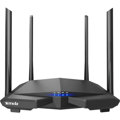 Abbildung von Tenda AC6 Dualband WLAN Router (867Mbit/s 5GHz+300Mbit/s 2,4GHz) 4 * 5dBi Antennen, 10/100Mbit/s LAN/WAN Port, Repeater&amp;Access Point Modus, MU MIMO, APP, IPv6, WPS, Keine DSL Funktion, Schwarz