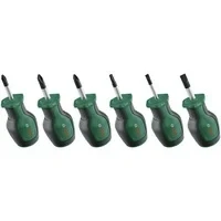 Abbildung von Bosch Stubby Schraubendreher Set 6 teilig (Kompakte für Arbeiten an engen Stellen; PH/PZ/TX/SL; S2 Stahl; Hohes Drehmoment; Farbcodiert; Magnetische Spitze; Ergonomischer Softgrip)