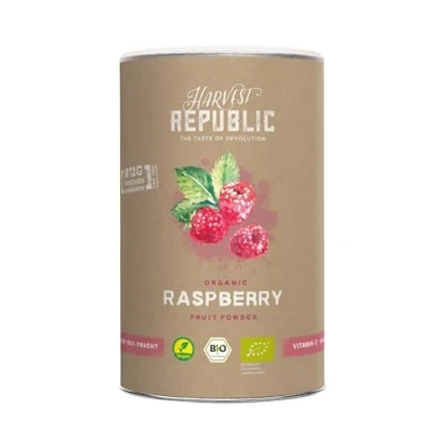 Abbildung von HARVEST REPUBLIC Bio Himbeerpulver aus gefriergetrockneten Früchten Perfekt für Smoothie Bowls, Porridge und Frühstücksbowls 100% Fruchtpulver ohne zugesetzten Zucker (125 g)
