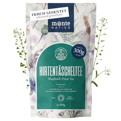 Abbildung von Hirtentäscheltee Monte Nativo (300 g) Hirtentäschelkraut Tee schonend getrocknet zur jeder Zeit 100% rein und natürlich Hirtentäschel als Kräutertee oder Geschenk Früchtetee
