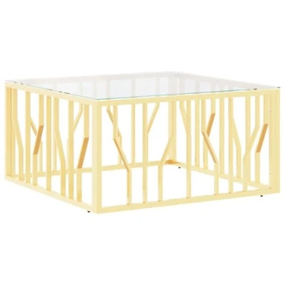 Abbildung von vidaXL Couchtisch, Beistelltisch mit viel Platz für Snacks Getränke, Sofatisch Wohnzimmer, Tisch Kaffeetisch Telefontisch, Golden Edelstahl Glas