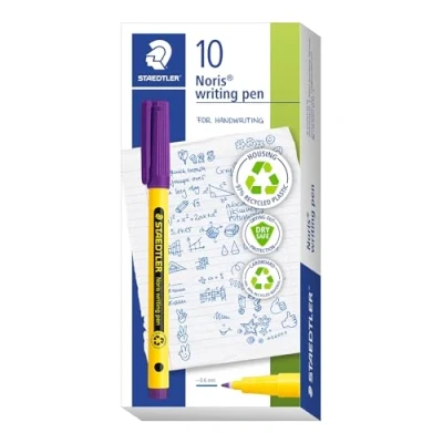 Abbildung von STAEDTLER Noris writing pen 307, Fineliner mit stabiler, eindrucksicherer Spitze, Gehäuse aus 97% recyceltem Plastik, Linienbreite F Fein, 307 6
