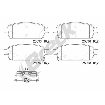 Abbildung von BRECK 25096 00 704 20 Bremsbelagsatz mit akustischer Verschleißwarnung Zubehör OPEL: Astra J Sports Tourer, Zafira C Schrägheck
