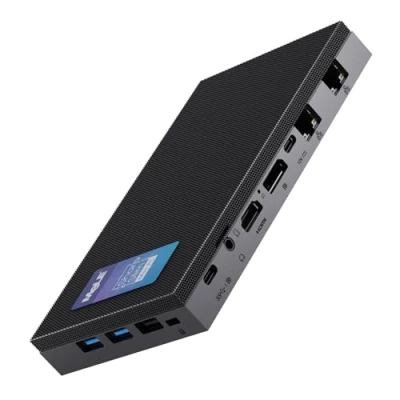 Abbildung von MeLE QuieterDL Lüfterloser Mini PC 2.5Gb Dual LAN Alder Lake N100(bis zu 3.4GHz) 8GB DDR4 256GB ROM Büro Mikro USB C HDMI2.0+DP1.4 Desktop Computer mit DREI Bildschirmen