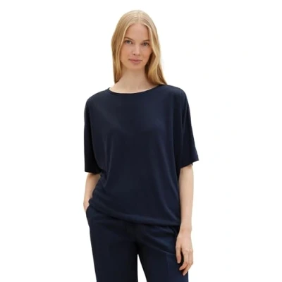 Abbildung von TOM TAILOR Damen Basic T Shirt mit Rundhalsausschnitt, 10668 Sky Captain Blue, M