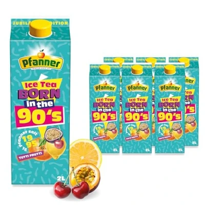 Abbildung von Pfanner Eistee Tutti im Vorratspack (6 x 2 l) Frutti Jubiläumsedition 2L Ein Klassiker aus den 90er Jahren, der Maßstab setzte Fruchtig, erfrischend &amp; zeitlos beliebt!