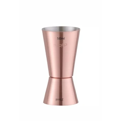 Abbildung von HENDI Cocktail Messbecher, BarUp, 2 verschiedene Messmengen, polierte Ausführung, Cocktailmessbecher, Jigger, Barmaß, 25/50ml, ø40x(H)85mm, Edelstahl, verkupfert