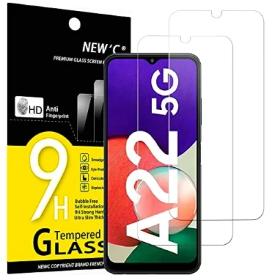 Abbildung von NEW&#039;C 2 Stück, Panzer Schutz Glas für Samsung Galaxy A22 5G (Nicht 4G), Frei von Kratzern, 9H Härte, HD Displayschutzfolie, 0.33mm Ultra klar, Ultrabeständig