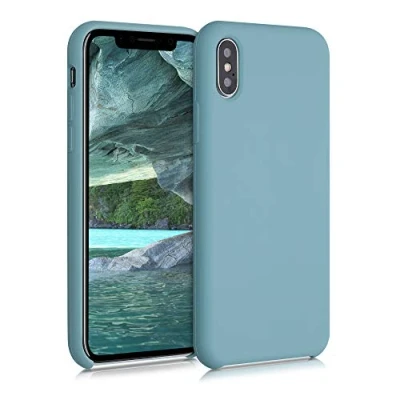Abbildung von kwmobile Hülle kompatibel mit Apple iPhone X Silikon Handy Case Handyhülle weiche Oberfläche kabelloses Laden Antique Stone