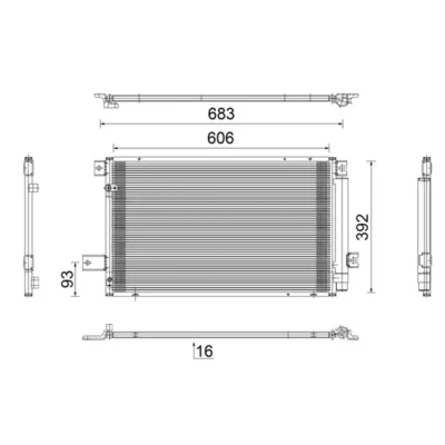 Abbildung von MAHLE ORIGINAL AC 819 000S Klimakondensator mit Trockner 606 TOYOTA: Avensis II Kombi, Schrägheck