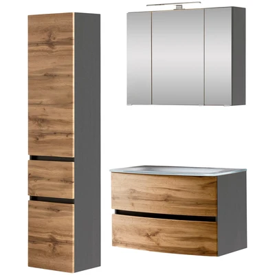 Abbildung von HELD MÖBEL Badezimmer Set &quot;Kaunas&quot;, (Set, 3 St.), bestehend aus Waschtisch mit Seitenschrank, Breite 120 cm