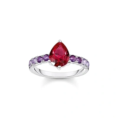 Abbildung von Thomas Sabo Fingerring Damen Damenring Silber Glasstein, Korund, synthetisch