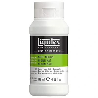 Abbildung von Liquitex 5104 Professional mattes Medium für Acrylfarben, verleiht Farben eine seidenmatte Oberfläche und reduziert den Glanz, flüssig 118ml Flasche