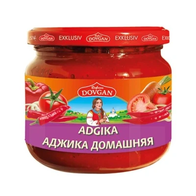 Abbildung von Dovgan „Adgika“ Sauce, scharf, 1 KARTON mit 12 Gläser je 380 g