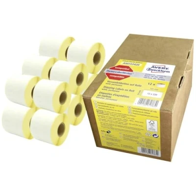 Abbildung von Avery Zweckform AS0722420 Dymo LabelWriter Versandetiketten kompatibel zu S0722420 (54x101mm, 12 Rollen2.640 Aufkleber, selbstklebend, für LW Etikettendrucker/Beschriftungsgerät/Etikettenband)