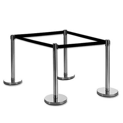 Abbildung von 4 Stück Set FLEXIBARRIER Personenleitsystem Absperrständer Krom Ecoline 2m Gurtlänge *schwarz*, Absperrständer, Absperrband, Absperrpfosten