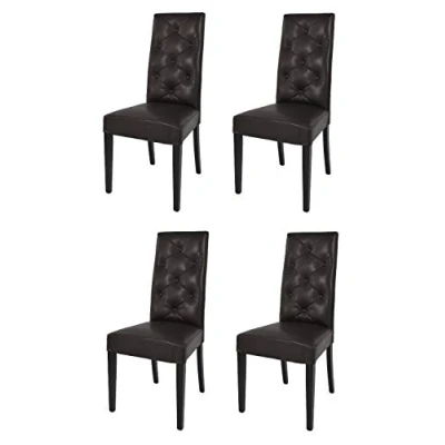 Abbildung von t m c s Tommychairs 4er Set Moderne Stühle Chantal für Küche und Esszimmer, robuste Struktur aus lackiertem Buchenholz Farbe Wengeholz, gepolstert mit Kunstleder in der Braun bezogen