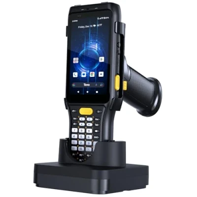 Abbildung von Tera Android 11 Barcode Scanner PDA mit Ladestation Pistole Griff Tastatur Zebra SE4710 4&quot; Touchscreen 4G WiFi GPS BT IP65 6700mAh 1D 2D QR Handheld P161