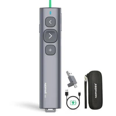 Abbildung von NORWII USB C Presentation Clicker with Green Pointer, Rechargeable PowerPoint Clicker, Remote, Long Range Wireless Presenter for ipad/mac/Laptop/e Book