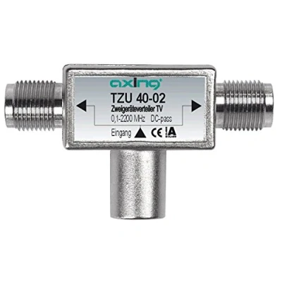 Abbildung von Axing TZU 40 02 2 Fach Verteiler Sat (0,1 bis 2200 MHz) zum Aufstecken auf Satelliten Anschluss