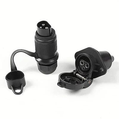Abbildung von Qiping 12V Traktor Stecker 3 polig + Steckdose polige Set für Pkw Anhänger, Wohnmobile, RV
