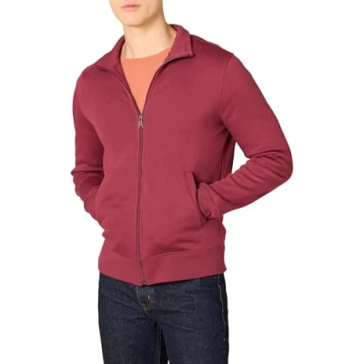 Abbildung von Amazon Essentials Herren Fleece Jacke mit durchgehendem Reißverschluss, Rot, L