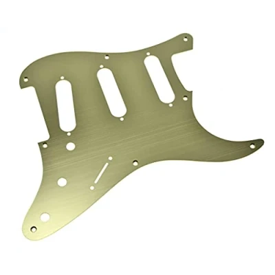 Abbildung von KAISH 8 Löcher Metall Aluminium eloxiert Vintage Stil ST/Strat SSS Pickguard Gitarre Pick Guard Schlagbrett für USA/Mexiko Stratocaster/Strat Gold