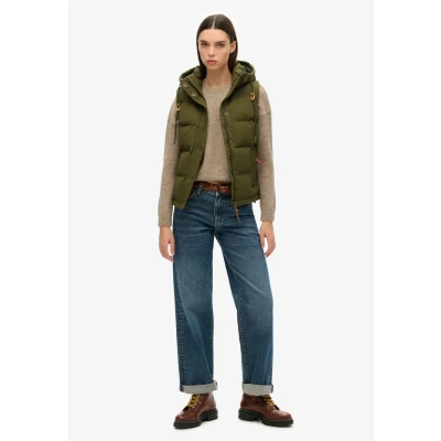 Abbildung von Superdry Damen HOODED EVEREST GILET A7 Weste, Surplus Goods Olive,