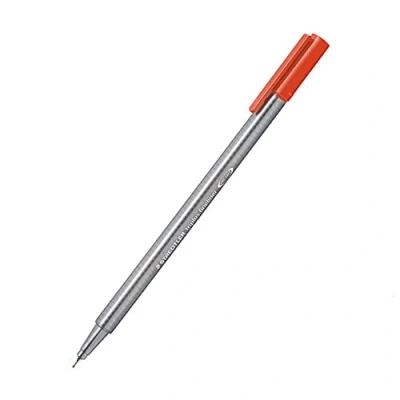 Abbildung von Staedtler 334 24 Fineliner triplus Dreikantschaft im Kartonetui, metallgefasste Spitze, circa 0,3 mm, 10 Stück, Scharlachrot