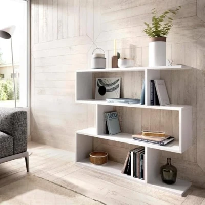 Abbildung von Dmora Misone Bücherregal, Mehrzweck Büroregal, Bücherregal mit 3 Regalen, 110 x 25 96 cm, Weiß