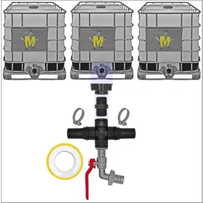 Abbildung von IBC Container Tank Verbinder Kupplung Schlauch Regen Wasser Winkel T Stück S60x6 Ausführung &gt; + Hahn4+Schellen Dichtband