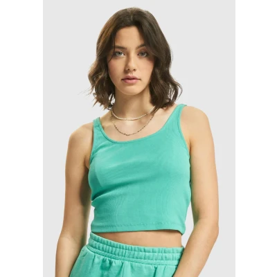 Abbildung von ONLY Damen Geripptes Crop Top Kurzes Sleeveless Rundhals Oberteil Bauchfrei Einfarbig ONLNESSA, Farben:Grün, Größe:L