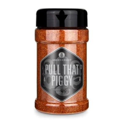 Abbildung von Ankerkraut Pull that Piggy, pulled pork BBQ rub, krydderiblanding til bbq, med sød paprika og lidt røget jalapeno, 220g i strødåse