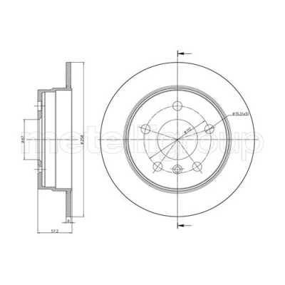 Abbildung von METELLI 23 0833C Bremsscheibe 258,0 8,0 5 67,0 voll lackiert MERCEDES BENZ: B Klasse, A Klasse