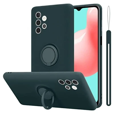 Abbildung von Cadorabo Hülle kompatibel mit Samsung Galaxy A32 5G Schutzhülle TPU Silikon Case Liquid Design Ring Slim Kratzfest Liquidsilikon Microfaser für in Grün