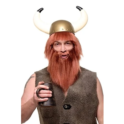 Abbildung von WIG ME UP Perücke &amp; Bart Herrenperücke Karneval Fasching Wikinger Barbar Viking rostrot rot RJ007 P130