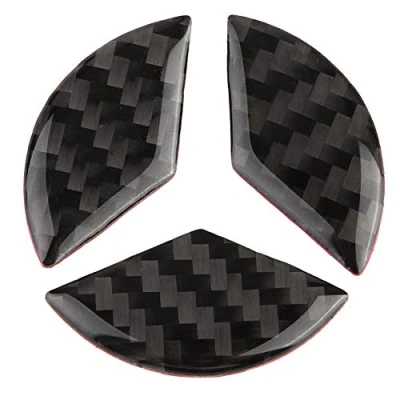 Abbildung von Nikou Lenkrad Logo, kompatibles Logo Kohlefaser, für Benz Zubehör Teile Emblem Abzeichen Aufkleber Abdeckungen Innendekorationen C Klasse W204 2005 2012