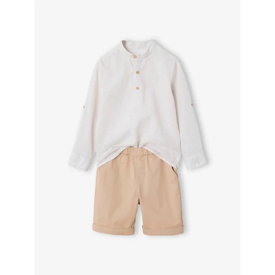 Abbildung von Vertbaudet Festliches SET Shorts für Kinder, Größe: 98/104, Beige